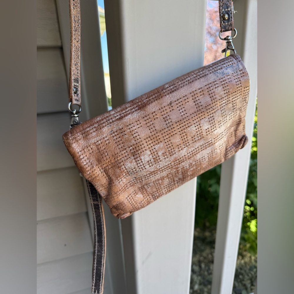 BED|STU Candace Tan Leather Wristlet Crossbody